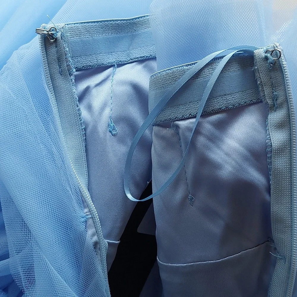 Mable Light Blue Tiered Tulle Mini Dress Sz S - Picture 9 of 15